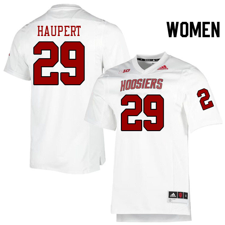 Women #29 Luke Haupert Indiana Hoosiers College Football Jerseys Stitched-Retro White